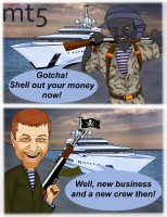 According to English mass media, Abramovich had his yacht captured by Somalian pirates. He was hardly upset though. What he did was buy the whole their business for a couple of billion bucks.