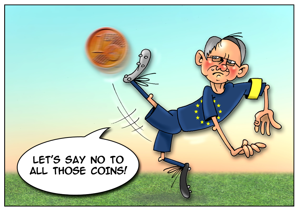 1 and 2 euro cent coins to be eliminated