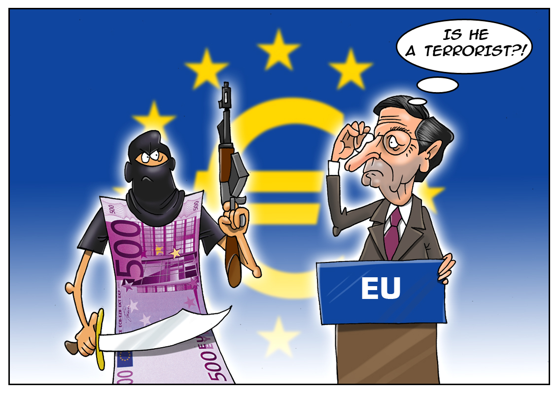 Euro banknote helps terrorists