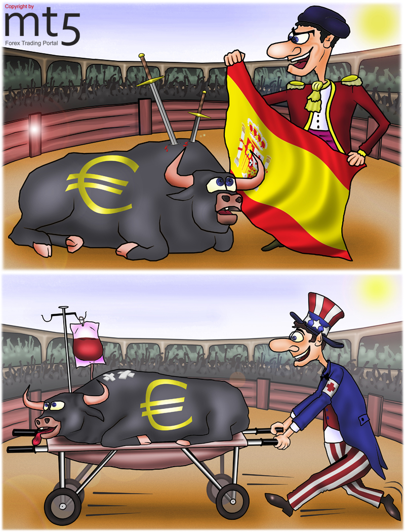 Euro mencapai kerendahan 2 bulan dikarenakan hutang Spanyol