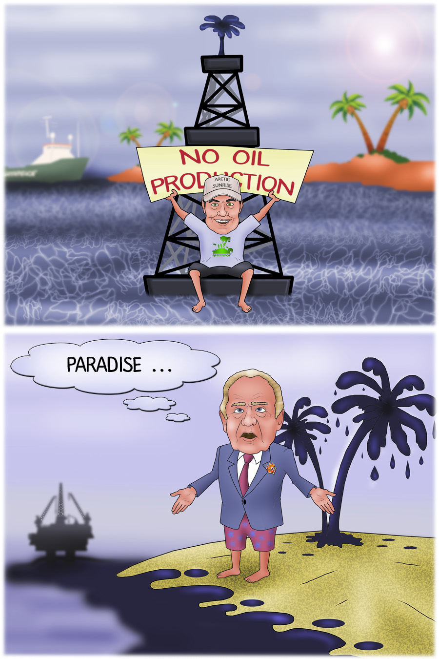 Ecologists on Arctic Sunrise protest over oil production in Canary Islands