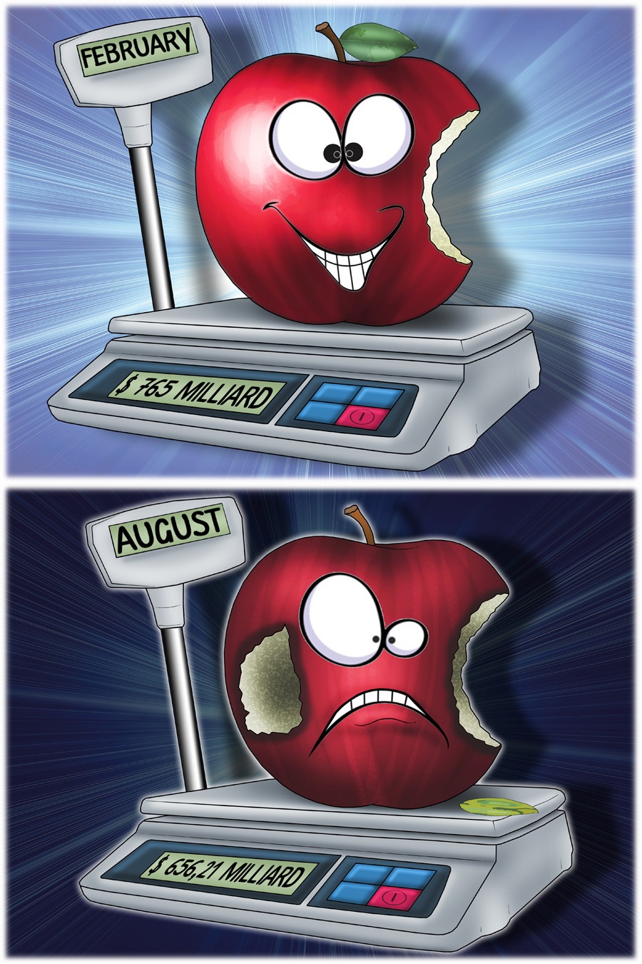 Корпорация Apple подешевела на 90 млрд долларов за 2 недели 