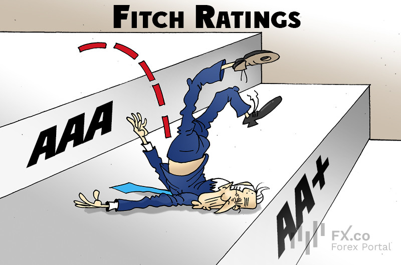 Fitch cuts US credit rating one notch down from top rank