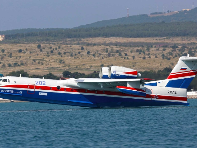 Russia's first serial Be-200ES amphibious aircraft