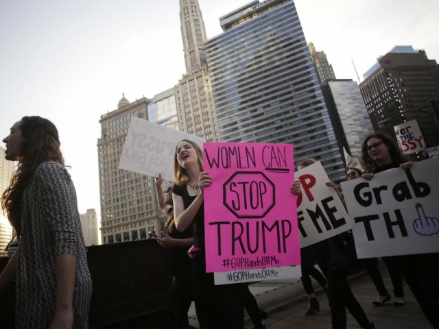 American women protest against Donald Trump
