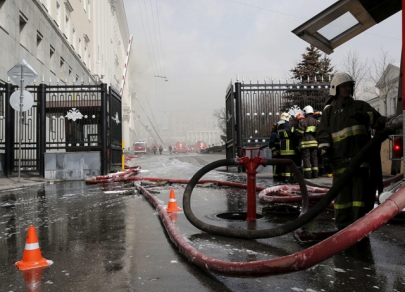 Ликвидация пожара в здании Министерства обороны РФ
